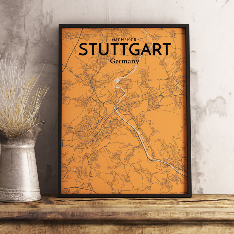 Stuttgart City Map - No Frame Print, 91.4cm H x 61cm W x 0.13cm D