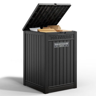 48 Gallon Lockable Outdoor Storage Box – Weatherproof Courier Box with Secure Latch & Easy Assembly