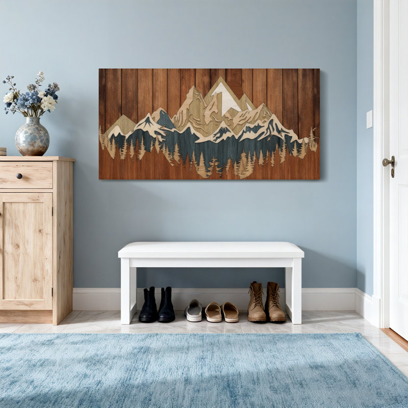 Paysage et nature, chaîne de montagnes, paysage forestier, art, H 28 po x l 58 po