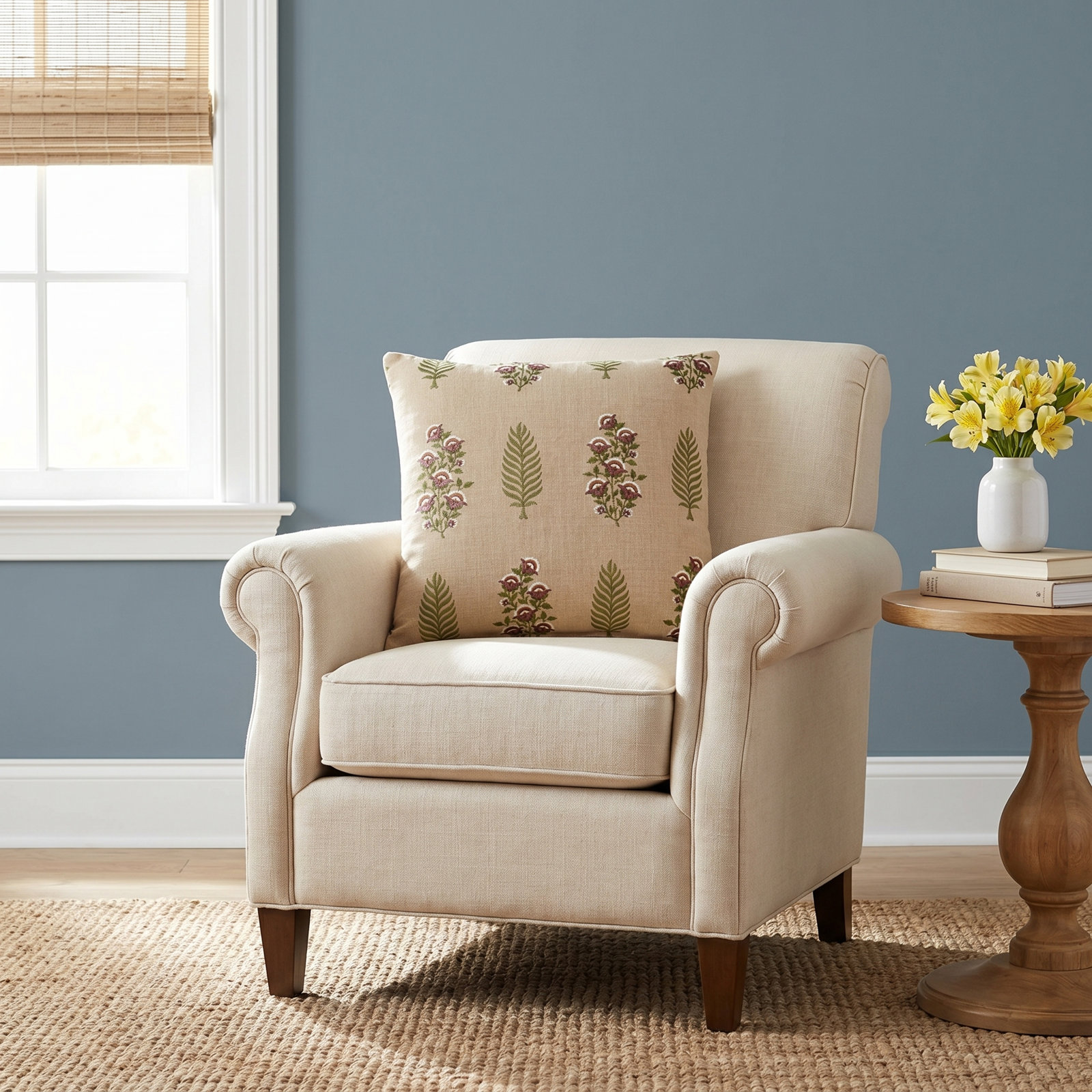 Calluna Embroidered Square Throw Pillow