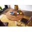 Aldrige Round Solid Wood Top Metal Base Dining Table