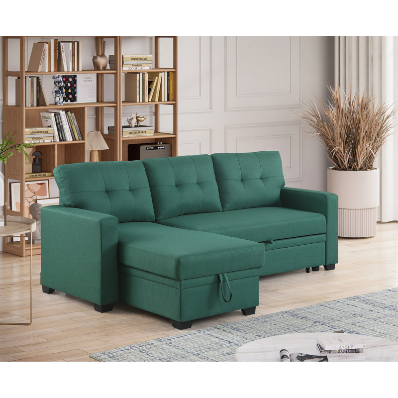 Canapé modulaire convertible rembourré avec méridienne escamotable, Vert