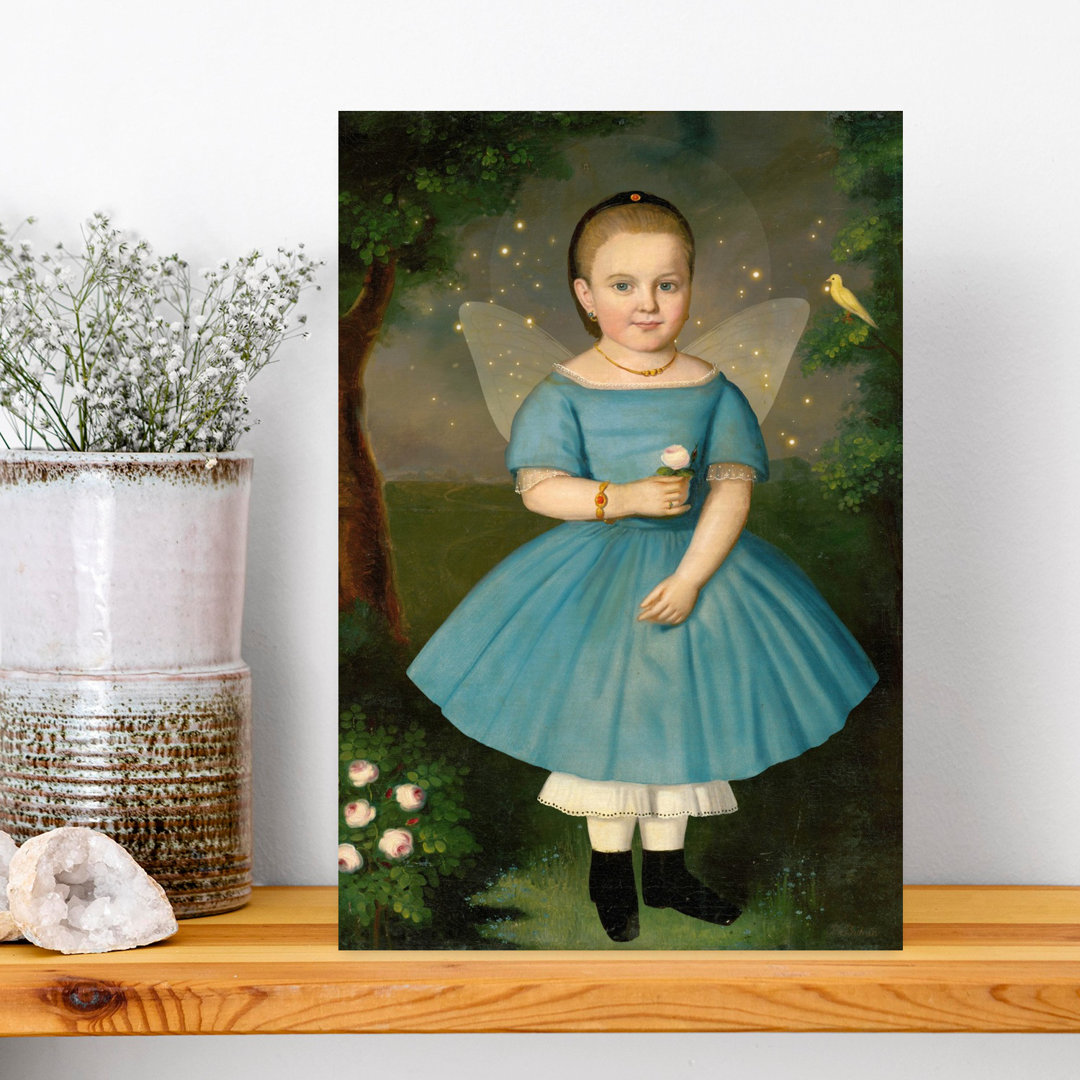 Vintage Fairy Portrait Classic Dreamy Ethereal Bird Rose Forest Nature Wall Art Print