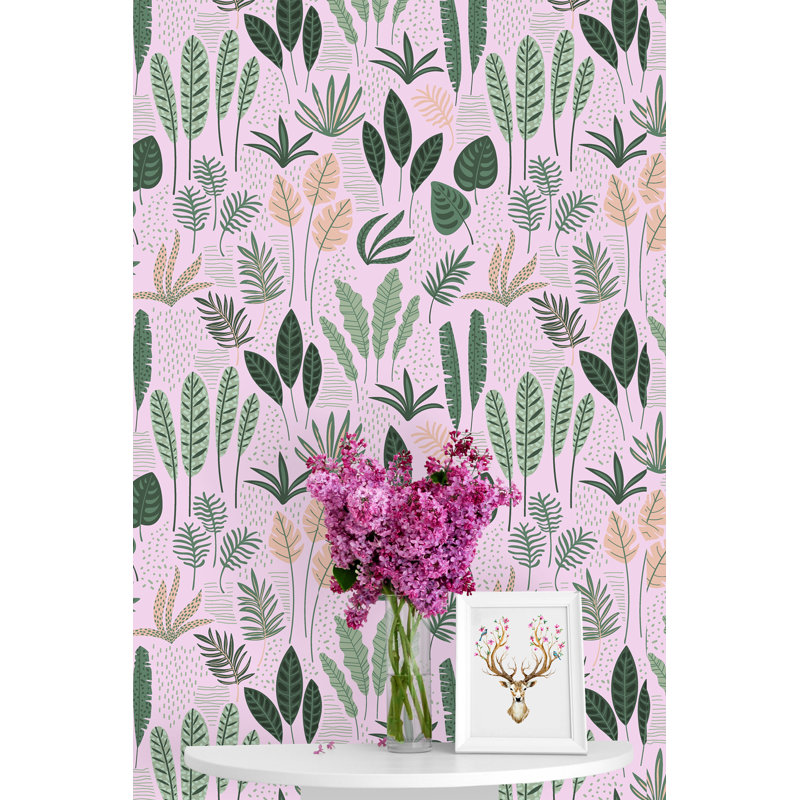 Panneau de papier peint adhésif botanique Worksop, L 120 po x l 25 po