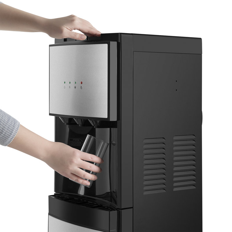 Black and Stainless Steel Bottom Loading Water Dispenser with Child Safety Lock