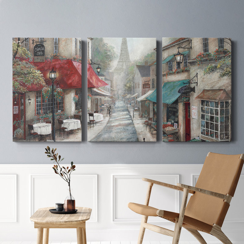 " Eiffel View From Charlie's Café " 3 - Pieces, 60" H x 120" W x 1" D