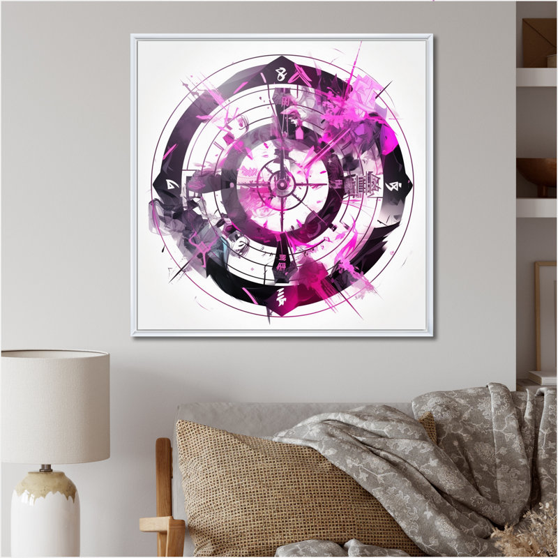 Troisième œil, symbole de chakra mauve I - imprimé, Cadre flottant blanc, H 24 po x l 24 po x P 1 po
