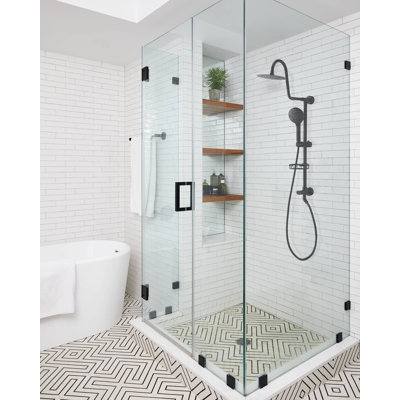Shower System with 8" Rain Showerhead, 8-Function Hand Shower, Adjustable Slide Bar and Soap Dish