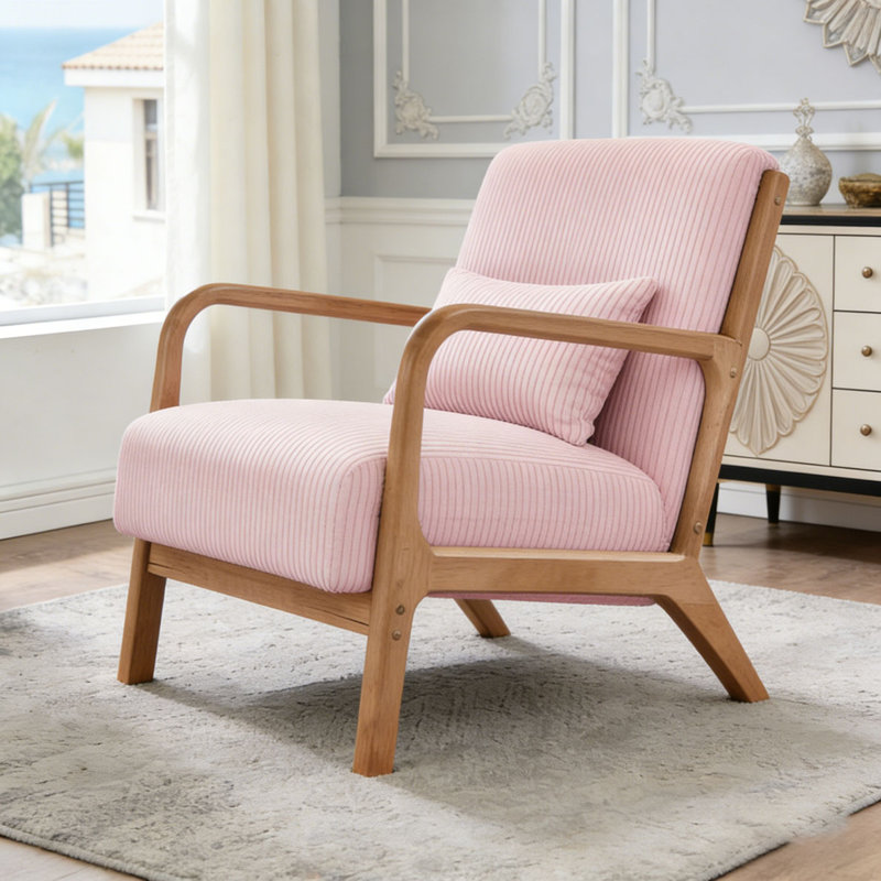 Wooden Lounge Chair, Pink