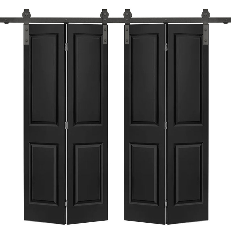 Portes de grange doubles en panneaux de fibres à densité moyenne composites avec ensemble de quincaillerie d'installation