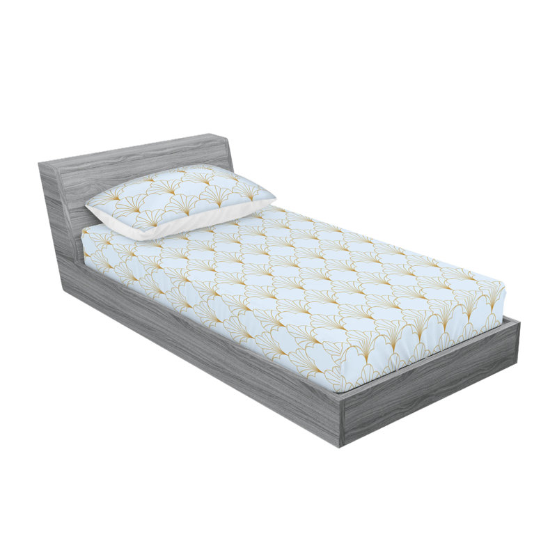  Ensemble de draps en microfibre géométrique, Bleu pâle / brun sable, Ensemble de draps pour lit simple TG avec 1 taie d