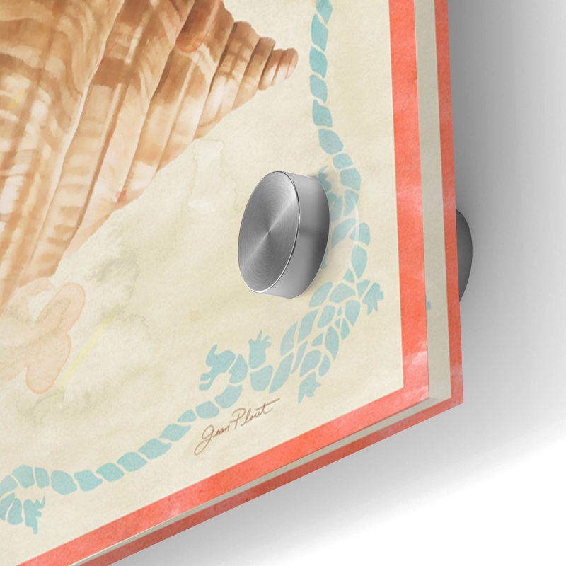 «Sea Shells E» par Jean Plout, art mural en verre acrylique, 48 po x 16 po, 48 po x 16 po