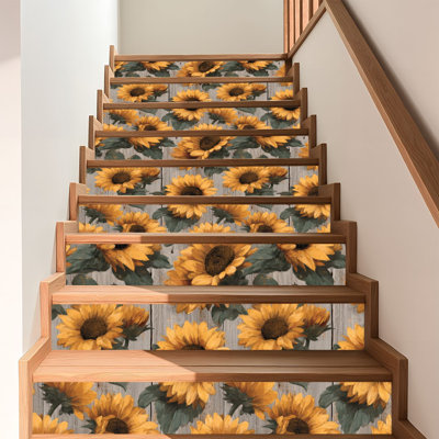 Papier peint auto-adhésif à motifs abstraits tournesol fleur de bois texturé auto-adhésif et amovible 17,7 po x 118 po (45 x 300 cm)