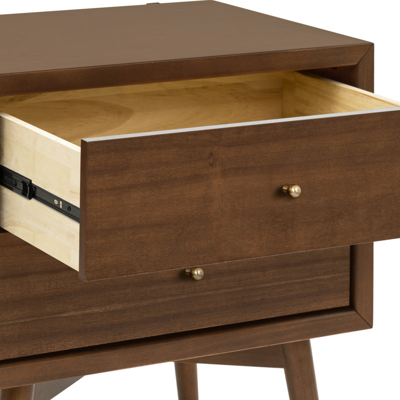 Palma Nightstand With USB Port, Natural Walnut