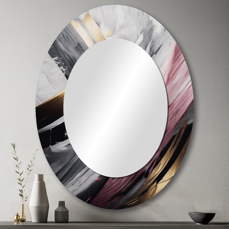 Miroir mural moderne rose et doré, 43 po x 33 po