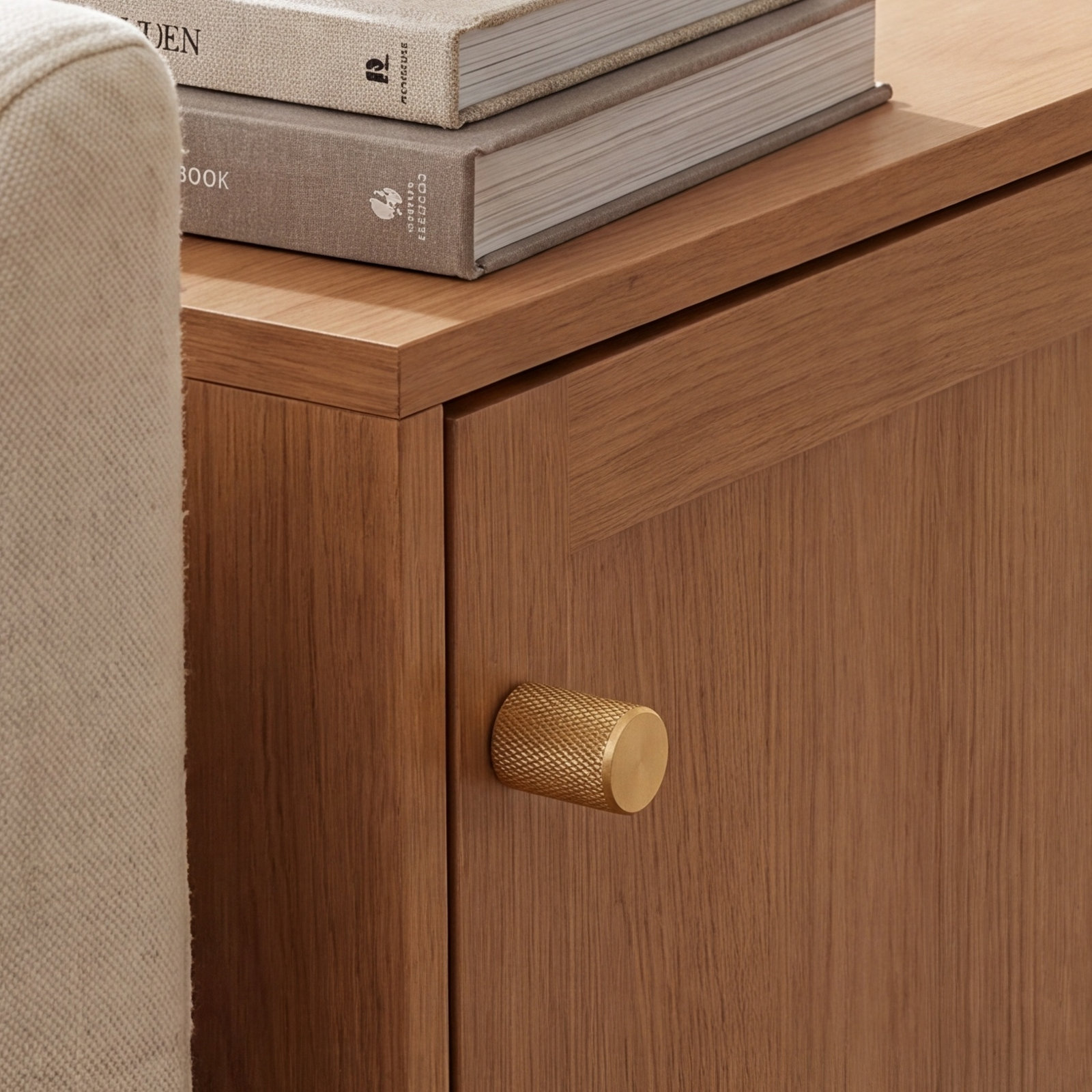 Texture Solid Brass Peg Knob, Brushed Brass