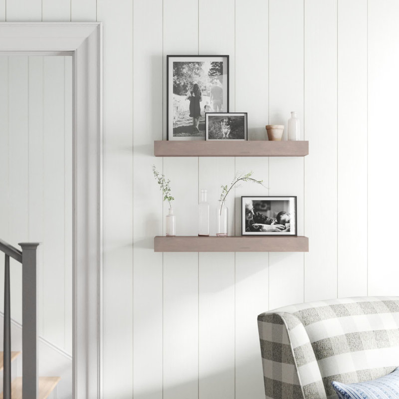 Jeremiah Wood Picture Ledge Floating Shelf, Gray, 2.3" H x 24" W x 8" D