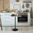 Side Table with White Stone Base and Black Surface-111780105-111780107-111780108
