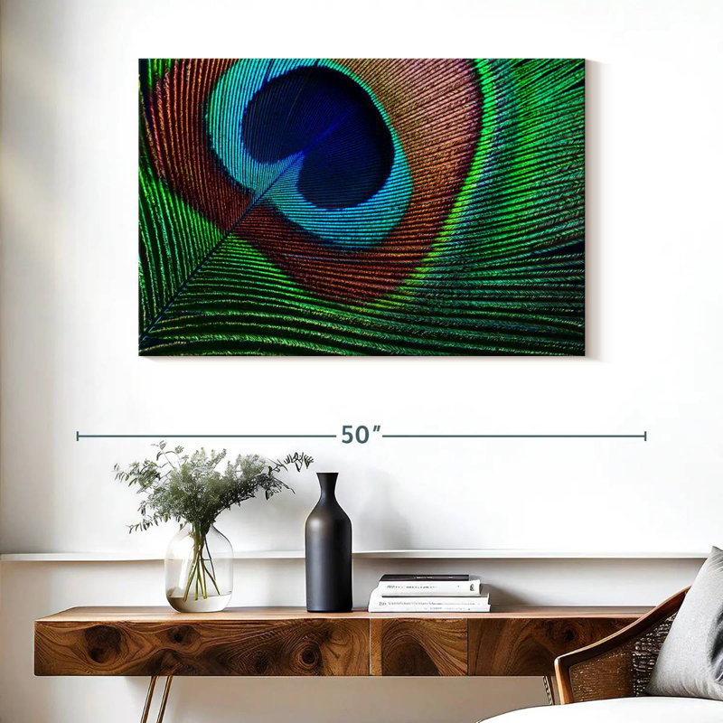Fine Peacock Feather, 26" H x 39" W