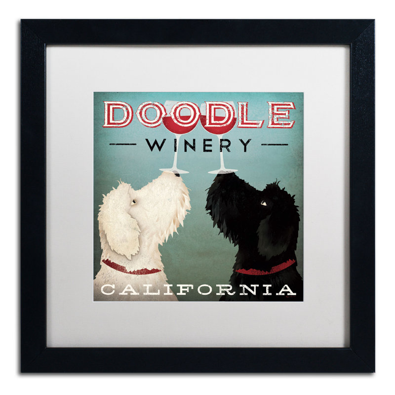 « doodle wine », impression encadrée, Blanc, H 16 po x l 16 po