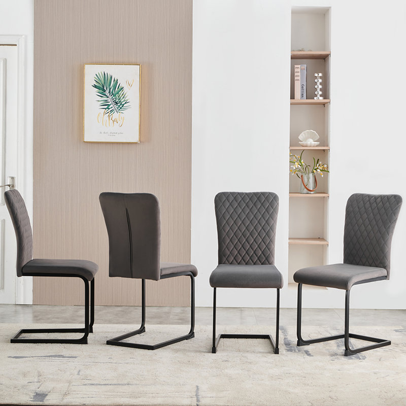 Culain Modern Upholstered Velvet Armless Dining Chair, 4, Grey