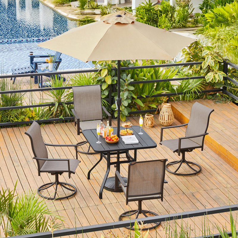 Ensemble de 2 chaises de patio pivotantes avec accoudoirs et dossier Texteline