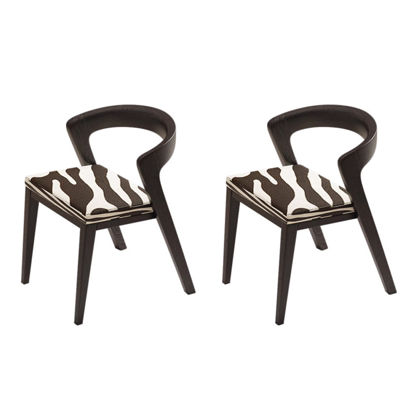 Chaise de salle à manger décontractée à motifs noir et blanc