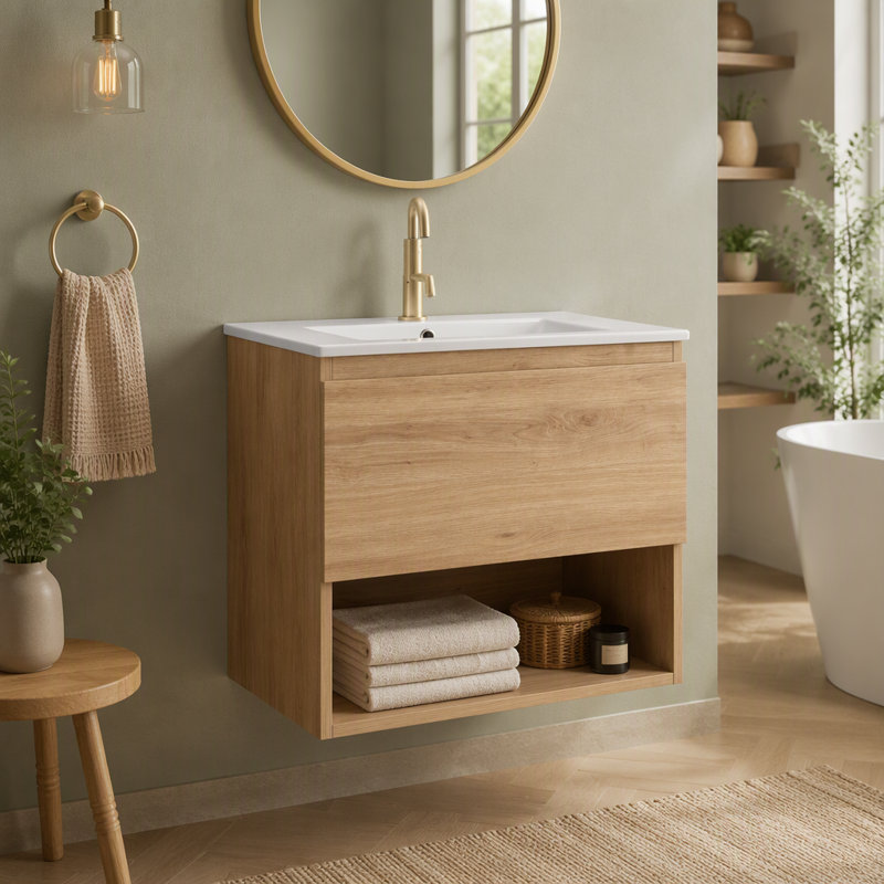 Meuble-lavabo mural sans lavabo, emballage KD de 24 po, salle de bain moderne