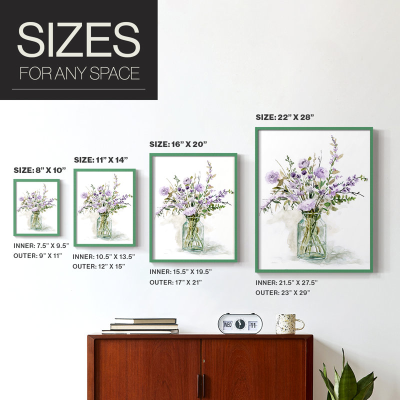 Purple Passion I Framed Print - Solid Wood, 10" H x 8" W, Green