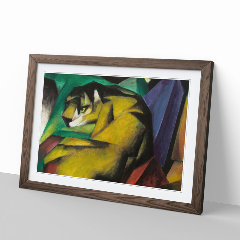 The Tiger by Franz Marc - Picture Frame Painting, Walnut, 48cm H x 65cm W x 2cm D
