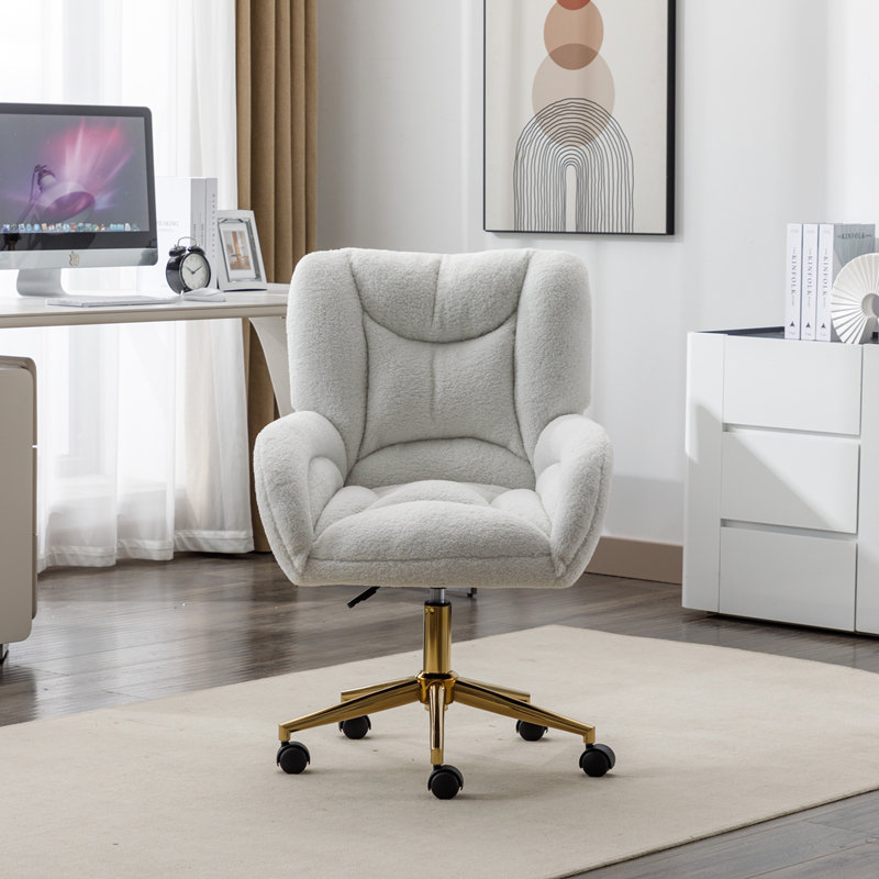 Chaise de bureau pivotante en tissu Teddy