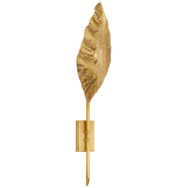 Julie Neill Dumaine Single Pierced Leaf Sconce, Antique-Burnished Brass