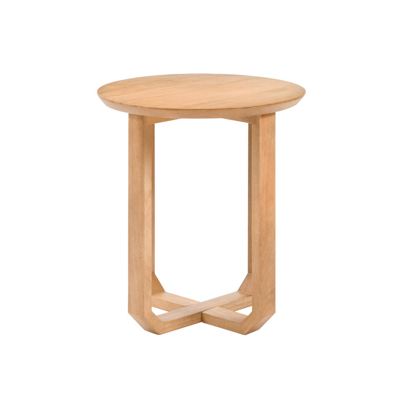 Sarves Solid Wood Cross Legs Side Table, Blonde Natural