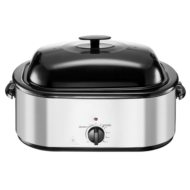 Roaster Oven, 24QT Electric Turkey Roaster Oven, 150-450℉ Adjustable Temperature Electric Roasting Pan with 3 Bin Buffet Server, Self-Basting Lid, Defrost & Warm Function, Self-Basting Lid