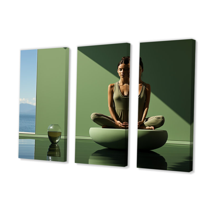 «Yogic Balance Horizon I», ensemble d'art sur toile de yoga, H 40 po x l 60 po