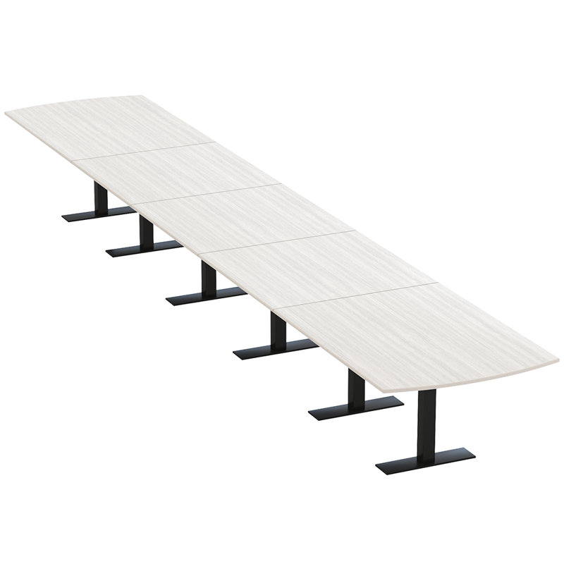 Table de conférence Pavert Arc, Noir mat, H 30 po x l 264 po x P 48 po, Brouillard gris