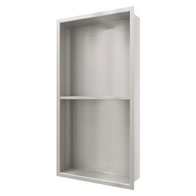 25"H x 13"W x 4"D Double-Layer Recessed Shower Niche, No Tile Needed,Brushed Nickel