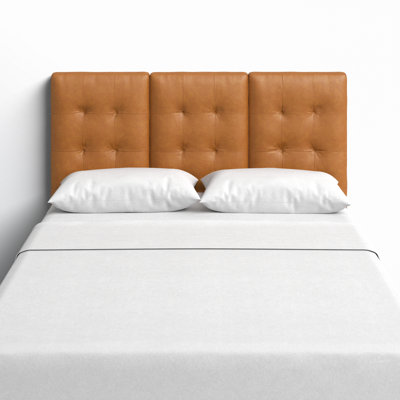 Candi Genuine Leather Headboard in Saddle Tan