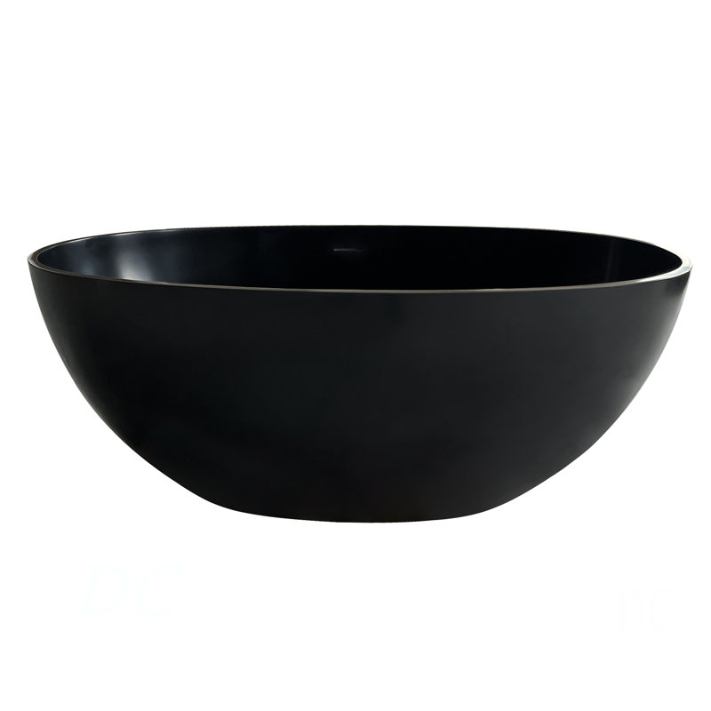 55" Premium Solid Surface Deep Soaking Bathtub, Matte Black
