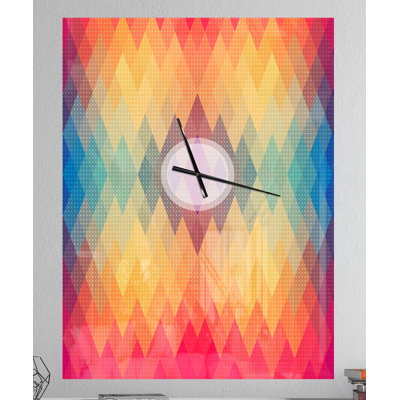 Motif géométrique coloré - horloge murale moderne