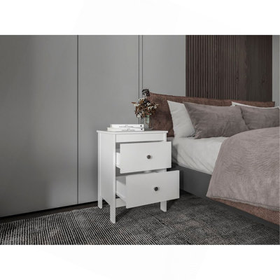 White Nightstand with Drawers, Set of 2