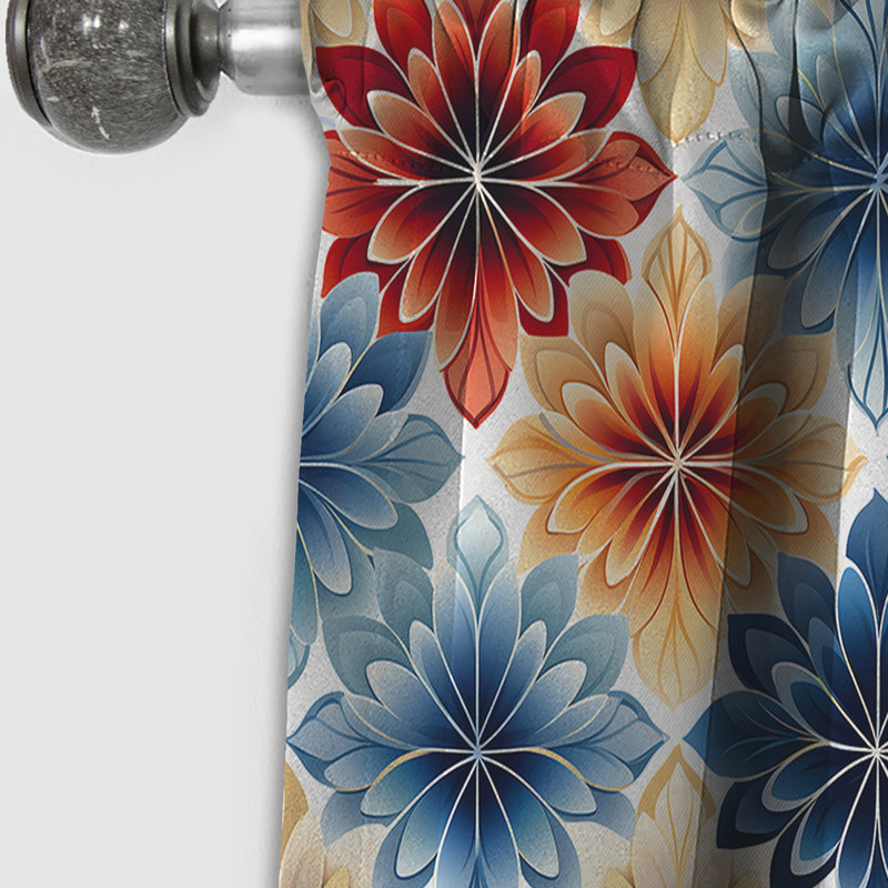 Motif floral marocain marocain - Rideau floral - Rideau occultant floral - 1 panneau, L 52 po x L 95 po