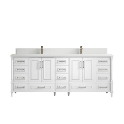 Flavell 84'' Double Bathroom Vanity with Quartz Top