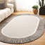 Tapis rayé gris / noir en laine / viscose / coton 107 touffetés à la main-1428758894