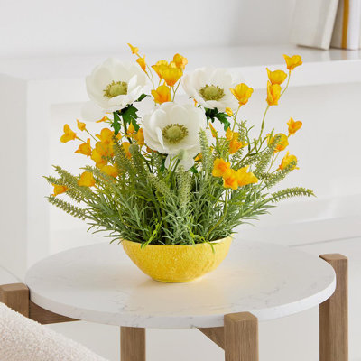 Anemone Mini Poppy Astilbe In Lemon Bowl