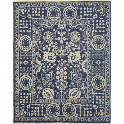 Stylish and Durable Williamsbridge Hand Knotted Oriental Wool Indoor Blue Beige Rectangle Area Rugs -  Darby Home Co, 9D5385CDC2104F29A49091C07F740844