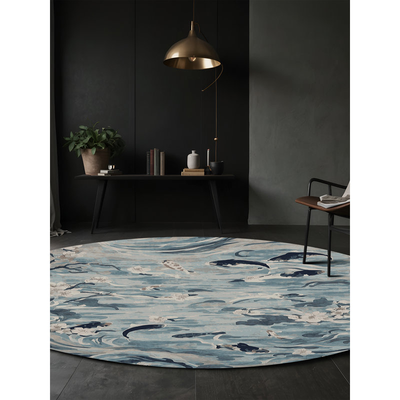 Machine Washable Brown Area Rug, Round 5'