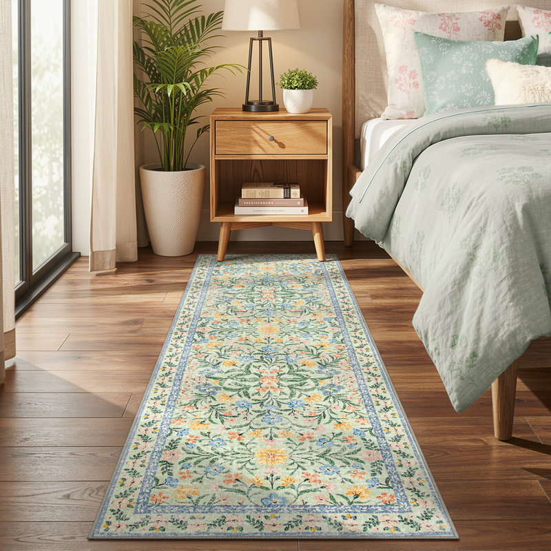 Kaldi Kaldi Oriental Botanical Floral Machine Washable Area Rug with Non-Slip Backing for Living Room, Dining Room, Bedroom