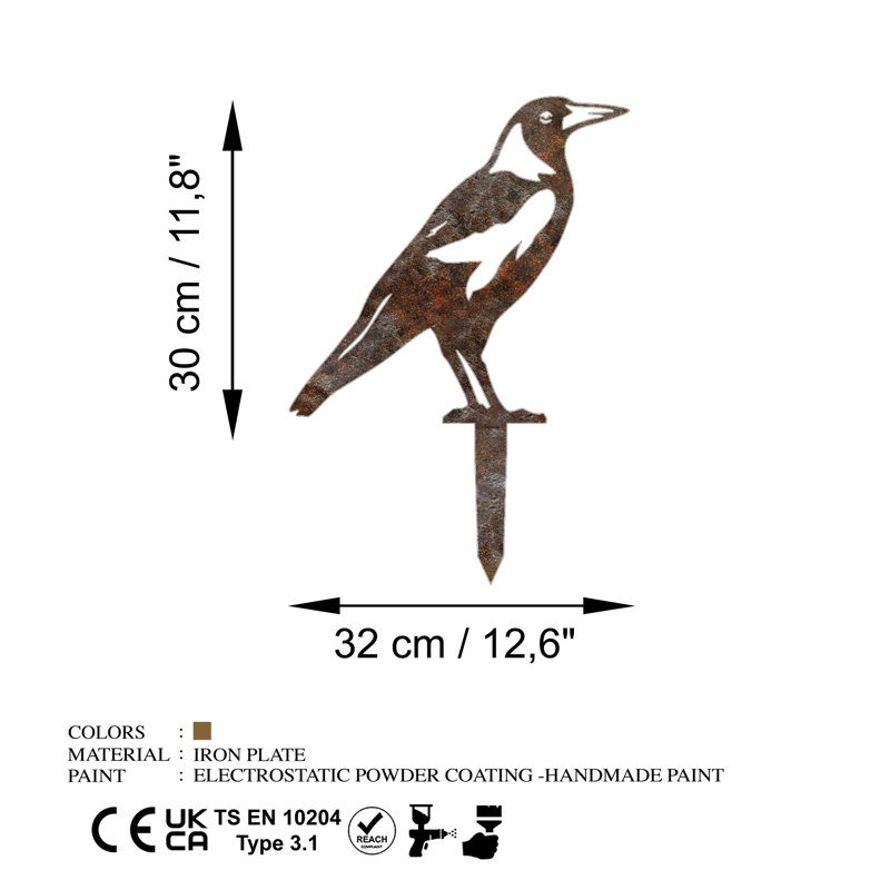 Hand-Painted Decorative Garden Object, 100% Metal, 18.1 x 12.6 inches | Thickness: 0.06 inches | Lightweight at 0.7 lbs, No Assembly Required, Unique Color Variations for Elegant Outdoor Decor