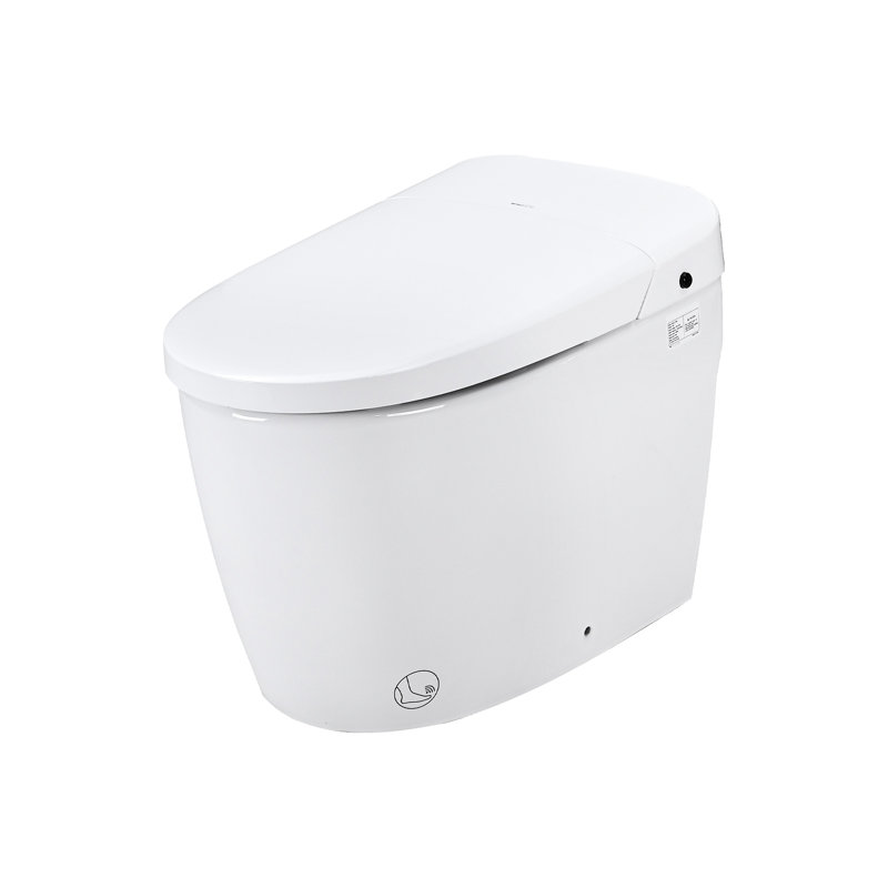 Toilette intelligente à siège chauffant, descente silencieuse silencieuse, chasse à distance. Céramique blanche, toilette de 18,5 po de hauteur avec nuit, chasse d'eau, duvet. 27,57 po de profondeur, 89,79 lb de poids, contrôlé